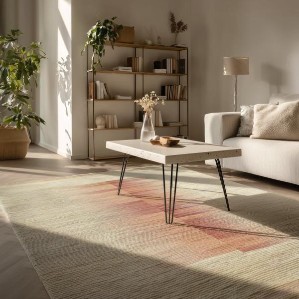 Håndlavet Elysian Dream tæppe i creme og rosé